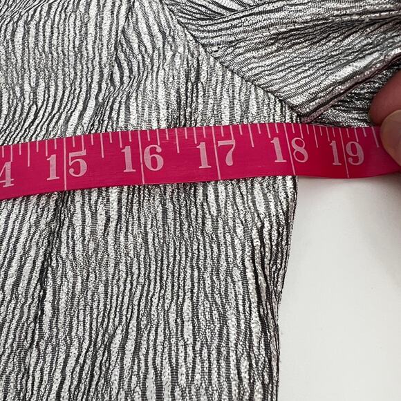 Adrianna Papell Evening Essentials Top Jacket Womens 6 Silver Metallic Crinkle - Picture 8 of 10